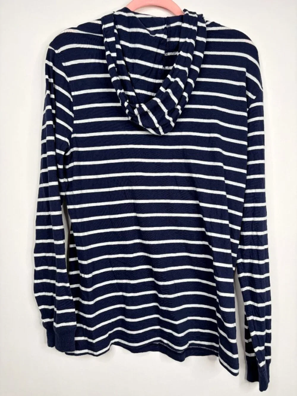 2/$30 J. Crew Striped Hooded Cotton Long Sleeve Tee Navy Medium #A2268 - Picture 4 of 7